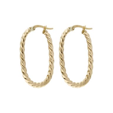 Pre-Owned 9ct Yellow Gold Rope Twist Creole Earrings