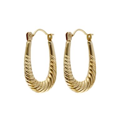 Pre-Owned 9ct Yellow Gold Ridged Creole Earrings