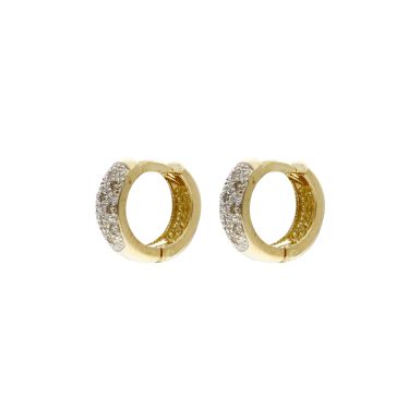 Pre-Owned 9ct Yellow Gold Diamond Set Huggie Earrings