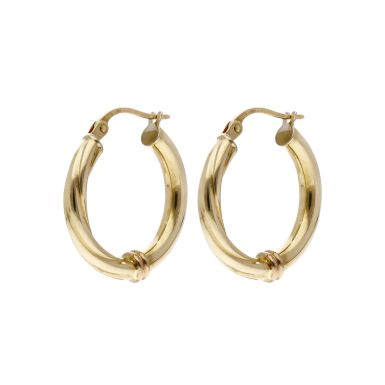 Pre-Owned 9ct Yellow Gold Twist & Plain Style Creole Earrings