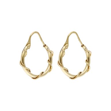 Pre-Owned 9ct Yellow Gold Woven Style Hoop Earrings