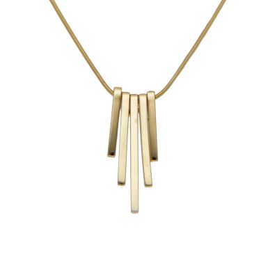 Pre-Owned 9ct Gold Graduated Bars Pendant & Chain Necklace