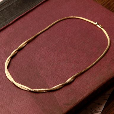 Pre-Owned Vintage 1977 9ct Gold 16" Twist Herringbone Necklet