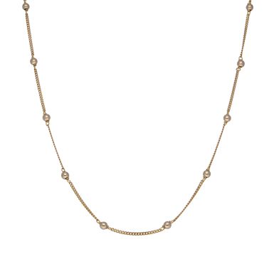 Pre-Owned 9ct Yellow Gold 20" Beaded Station Chain Necklace