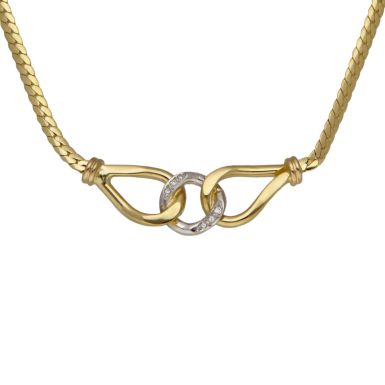 Pre-Owned 9ct Gold Diamond Set 16" Entwined Linked Necklet