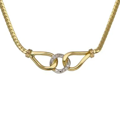 Pre-Owned 9ct Gold Diamond Set 16" Entwined Linked Necklet