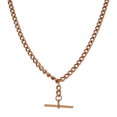 Pre-Owned 9ct Rose Gold 24" Curb Link & T-Bar Chain Necklace