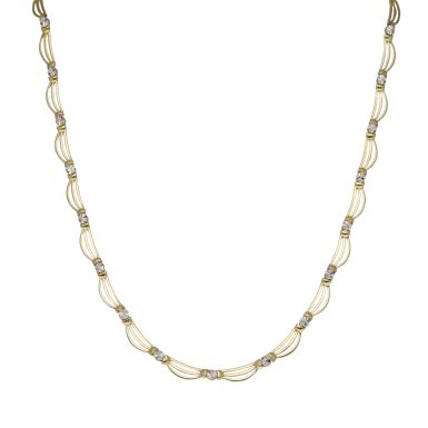 Pre-Owned 14ct Yellow & White Gold 17.5" Fancy Wave Necklet