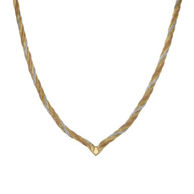 Pre-Owned 9ct Yellow Rose & White Gold 16" Wishbone Necklet