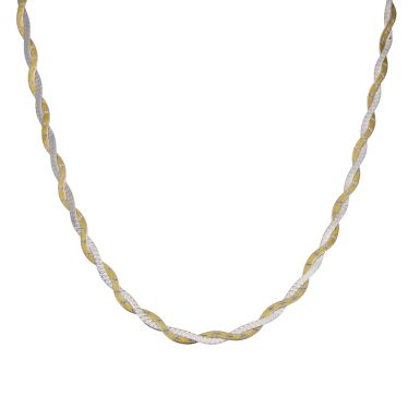 Pre-Owned 9ct Yellow & White Gold Woven Herringbone Necklet