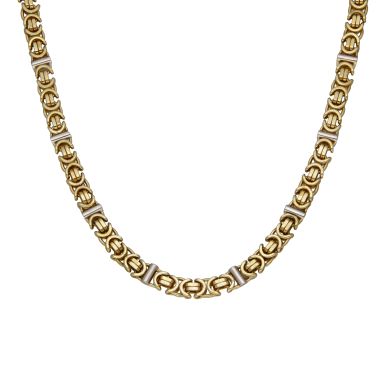 Pre-Owned 9ct Yellow & White Gold 16" Byzantine Chain Necklace