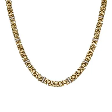 Pre-Owned 9ct Yellow & White Gold 16" Byzantine Chain Necklace