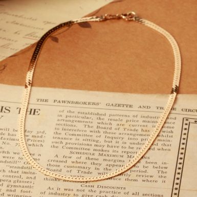 Pre-Owned Vintage 1981 9ct Yellow Gold 14" Herringbone Necklet