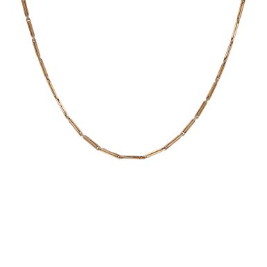 Pre-Owned 9ct Rose Gold 15" Fancy Bar Link Chain Necklet