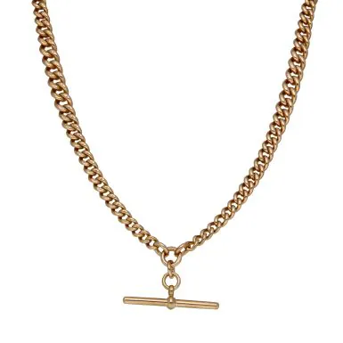 Pre-Owned 9ct Rose Gold 16" Albert Link T-Bar Necklace