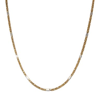Pre-Owned 9ct Yellow & White Gold 18" Byzantine Chain Necklace