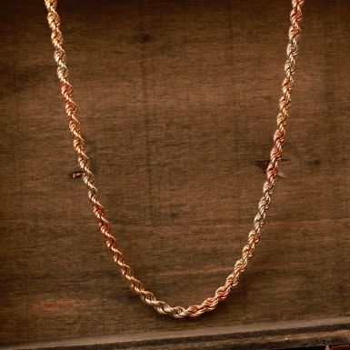 Pre-Owned Vintage 1983 9ct Yellow Rose & White Gold Rope Chain