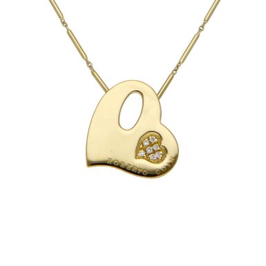Pre-Owned Roberto Coin 18ct Gold 15" Diamond Set Heart Necklace