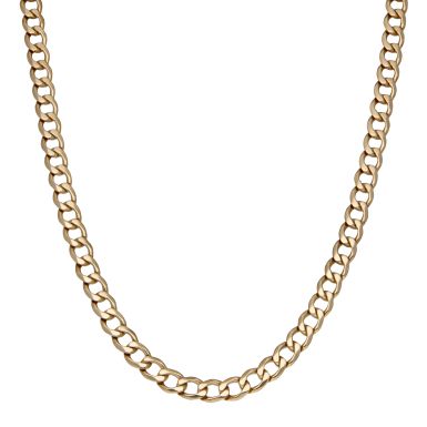 Pre-Owned 9ct Yellow Gold 18" Solid Curb Link Chain Necklace