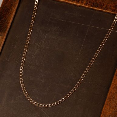 Pre-Owned Vintage 1987 9ct Gold 20" Square Curb Chain Necklace