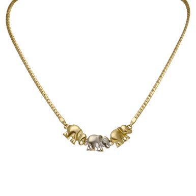 Pre-Owned 18ct Yellow & White Gold Diamond Set Elephant Necklet