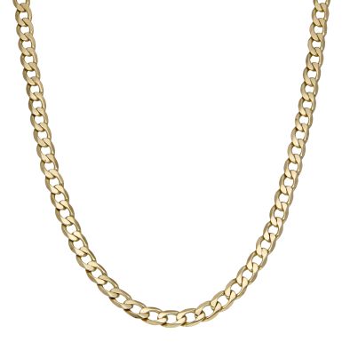 Pre-Owned 9ct Yellow Gold 18.5" Solid Curb Link Chain Necklace