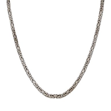 Pre-Owned 9ct White Gold 24" Solid Byzantine Chain Necklace