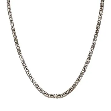 Pre-Owned 9ct White Gold 24" Solid Byzantine Chain Necklace