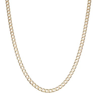 Pre-Owned 9ct Gold 22 Inch Diamond Cut Curb Chain Necklace