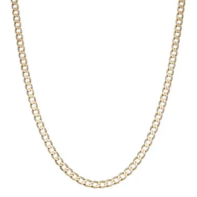 Pre-Owned 9ct Gold 22 Inch Diamond Cut Curb Chain Necklace