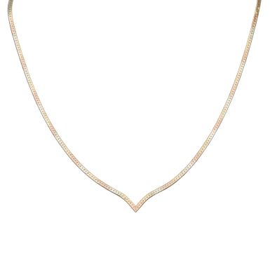 Pre-Owned 9ct Yellow Rose & White Gold 16" Wishbone Necklet