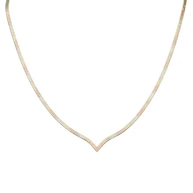 Pre-Owned 9ct Yellow Rose & White Gold 16" Wishbone Necklet