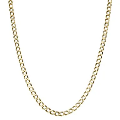 Pre-Owned 9ct Yellow Gold 18" Solid Curb Chain Necklace