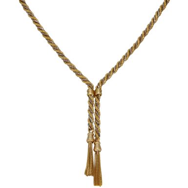 Pre-Owned 9ct Yellow & White Gold 18" Rope Tassle Necklace