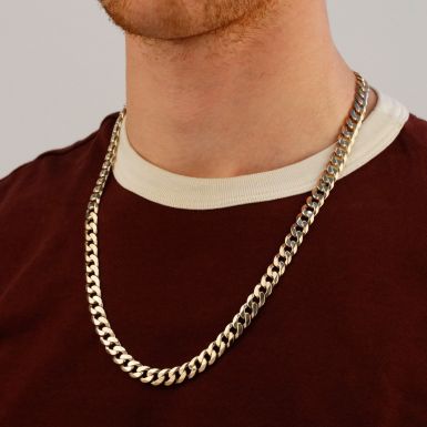 Pre-Owned 9ct Yellow Gold 24" Solid Curb Chain Necklace