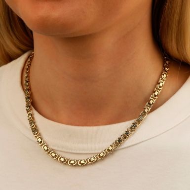 Pre-Owned 9ct Gold 17 Inch Solid Byzantine Link Chain Necklace