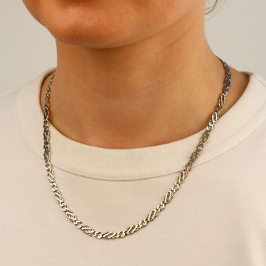 Pre-Owned 9ct White Gold 18" Solid Celtic Chain Necklace