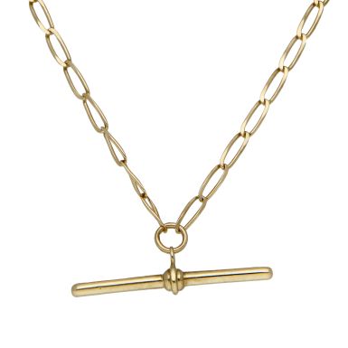 Pre-Owned 9ct Yellow Gold 24" Curb Link T-Bar Chain Necklace