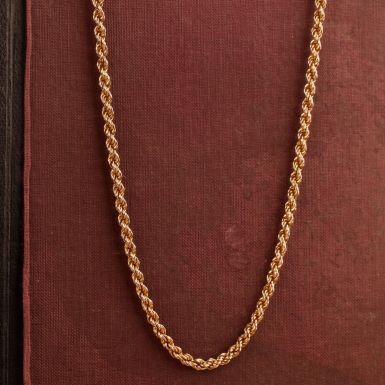 Pre-Owned Vintage 1979 9ct Gold 18 Inch Rope Chain Necklace