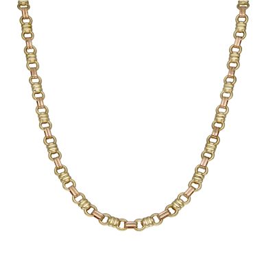 Pre-Owned 9ct Three Colour 17" Ridged Link Chain Necklace