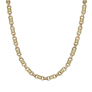 Pre-Owned 9ct Three Colour 17" Ridged Link Chain Necklace