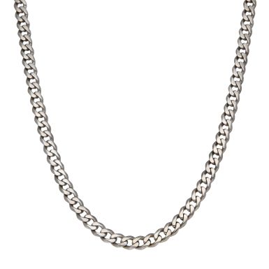 Pre-Owned 9ct White Gold 22" Solid Curb Link Chain Necklace
