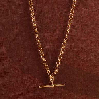 Pre-Owned Vintage 1990 9ct Gold 23" Belcher with T-Bar Necklace