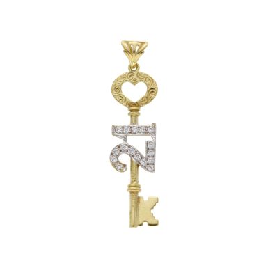 Pre-Owned 9ct Yellow Gold Cubic Zirconia Age 21 Key Pendant