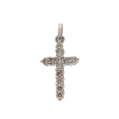 Pre-Owned 9ct White Gold 0.75ct Diamond Cross Pendant