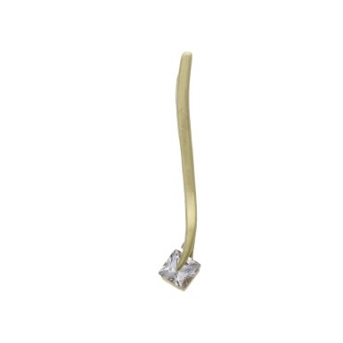 Pre-Owned 9ct Yellow Gold Cubic Zirconia Wave Bar Drop Pendant