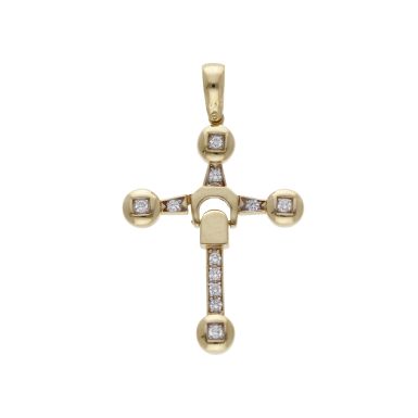 Pre-Owned 9ct Yellow Gold Cubic Zirconia Large Cross Pendant