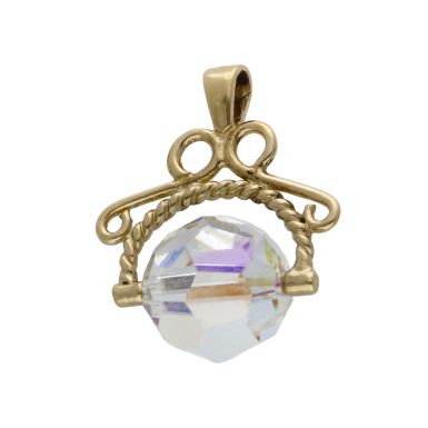 Pre-Owned 9ct Yellow Gold Crystal Spinner Fob Pendant