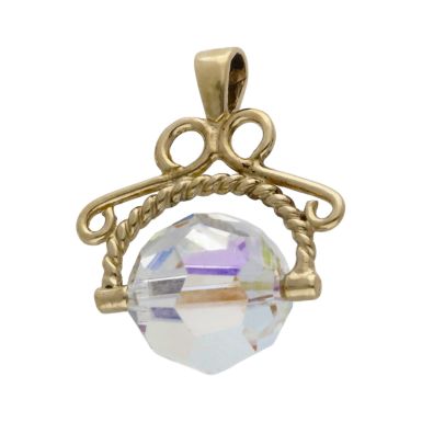 Pre-Owned 9ct Yellow Gold Crystal Spinner Fob Pendant