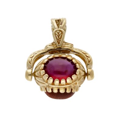 Pre-Owned 9ct Yellow Gold Gemstone Set Spinning Fob Pendant
